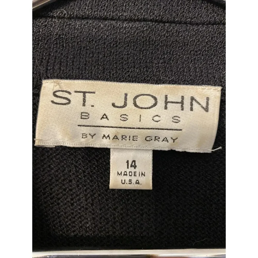 St. John Basics Santana Knit Black Blazer Size 14 - Picture 4 of 4